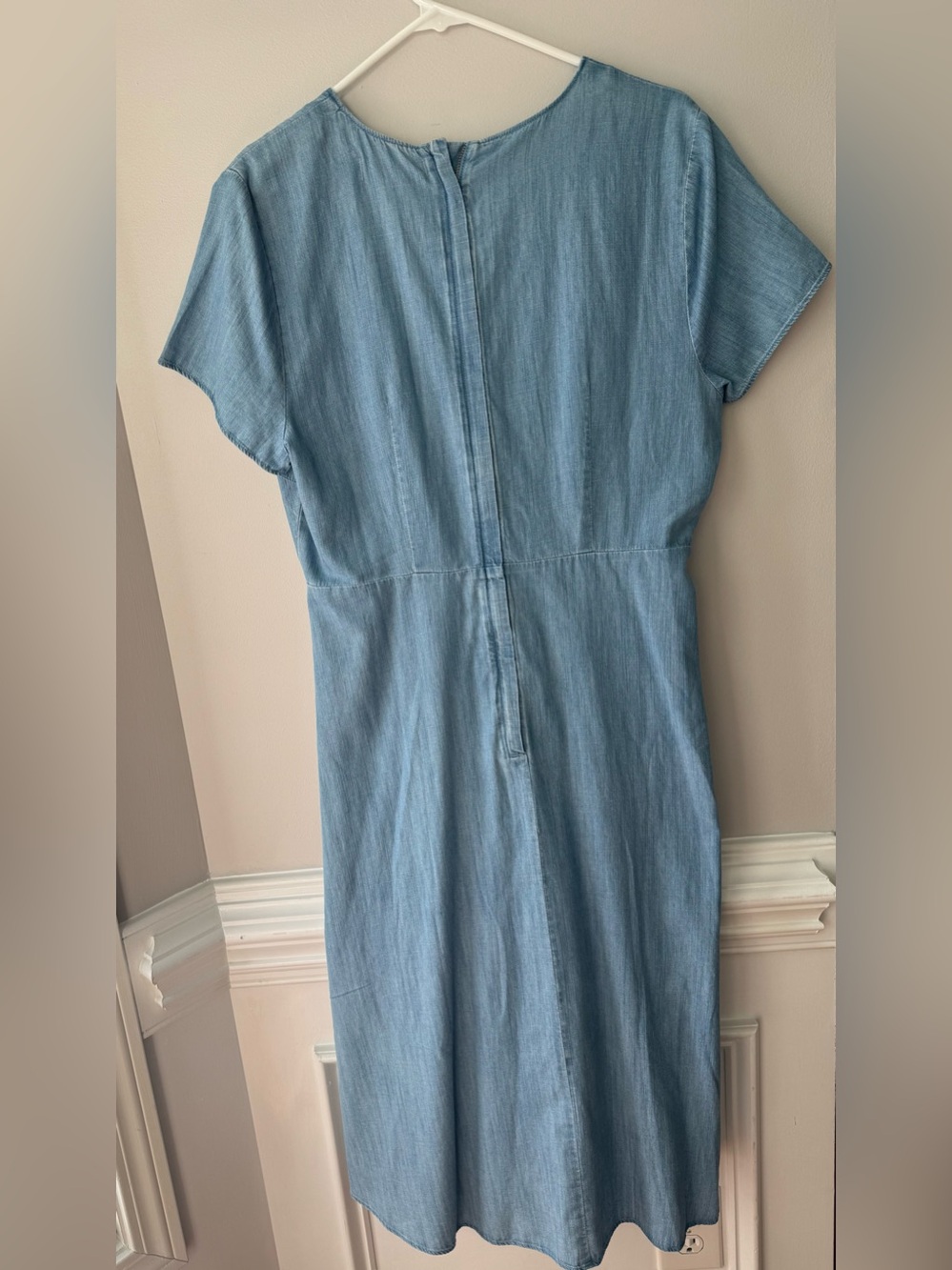 Madewell Sky Blue Chambray Button-Front Midi Dress Size 10 - Picture 2 of 6